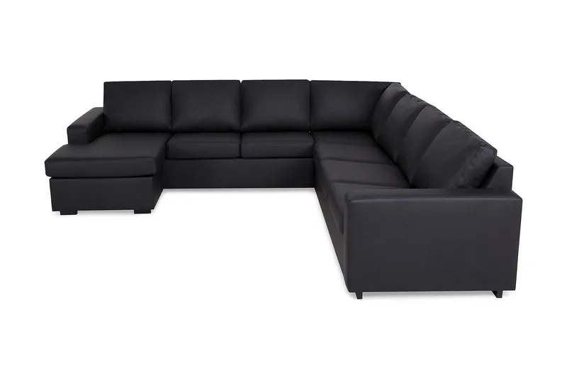 Crazy 6-personers Venstrevendt U-formet Large Hjørnesofa med Chaiselong i Kunstlæder - Sort - Møbler - Sofaer - Hjørnesofa - Hjørnesofa med chaiselong