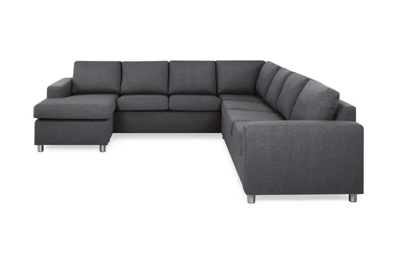 Crazy 6-personers Venstrevendt U-formet Large Hjørnesofa med Chaiselong i Stof, Mørkegrå