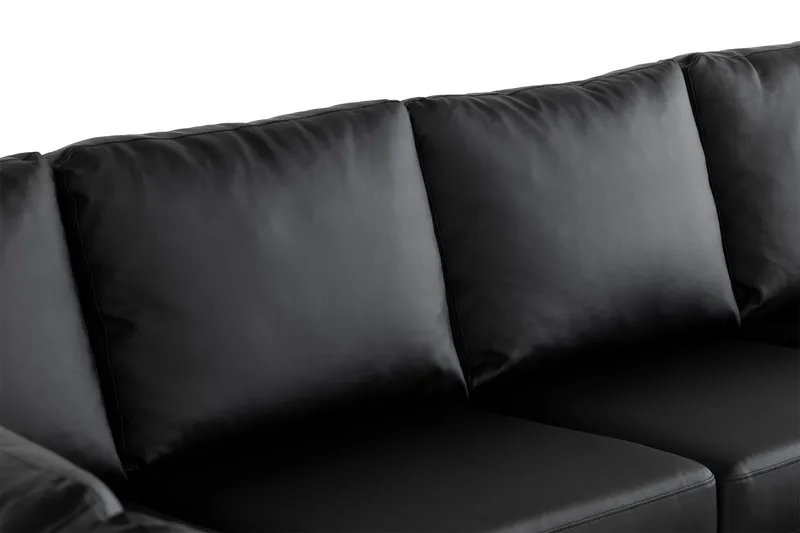 Crazy 7-personers Højrevendt U-formet XX-Large Hjørnesofa med Divan i Kunstlæder - Sort - Møbler - Sofaer - Hjørnesofa - Hjørnesofa med chaiselong