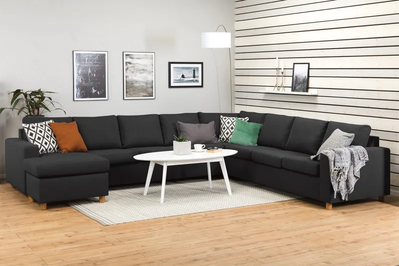 Crazy 7-personers Vendbar U-formet XX-Large Hjørnesofa med Divan i Stof - Mørkegrå / Antracit - Møbler - Sofaer - Hjørnesofa - Hjørnesofa med chaiselong