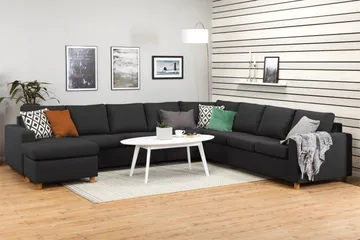 Crazy 7-personers Vendbar U-formet XX-Large Hjørnesofa med Divan i Stof - Antracit - Møbler - Sofaer - Hjørnesofa - Hjørnesofa med chaiselong