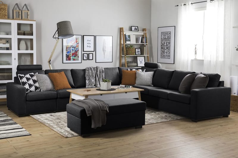 Crazy 7-personers Vendbar L-formet XX-Large Hjørnesofa i Stof - Mørkegrå - Møbler - Sofaer - Hjørnesofa