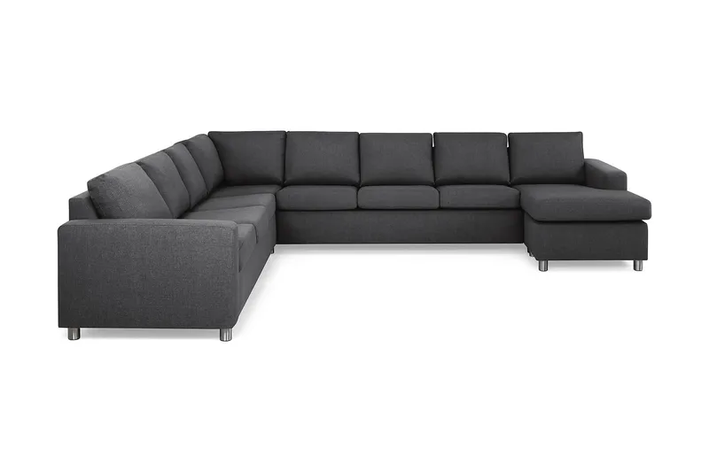 Crazy 7-personers Højrevendt U-formet XX-Large Hjørnesofa med Divan i Stof - Mørkegrå - Møbler - Sofaer - Hjørnesofa - Hjørnesofa med chaiselong