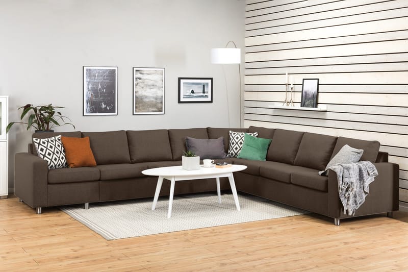 Crazy 7-personers Vendbar L-formet XX-Large Hjørnesofa i Stof - Brun - Møbler - Sofaer - Hjørnesofa