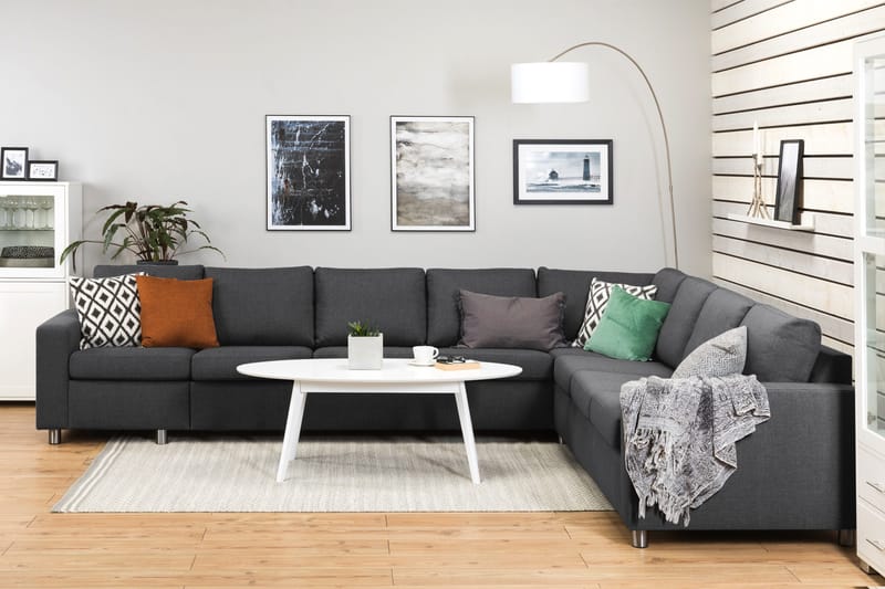 Crazy 7-personers Vendbar L-formet XX-Large Hjørnesofa i Stof - Mørkegrå - Møbler - Sofaer - Hjørnesofa