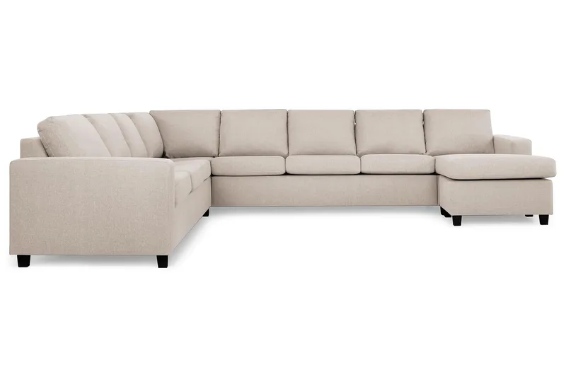 Crazy 7-personers Højrevendt U-formet XX-Large Hjørnesofa med Divan i Stof - Beige - Møbler - Sofaer - Hjørnesofa - Hjørnesofa med chaiselong
