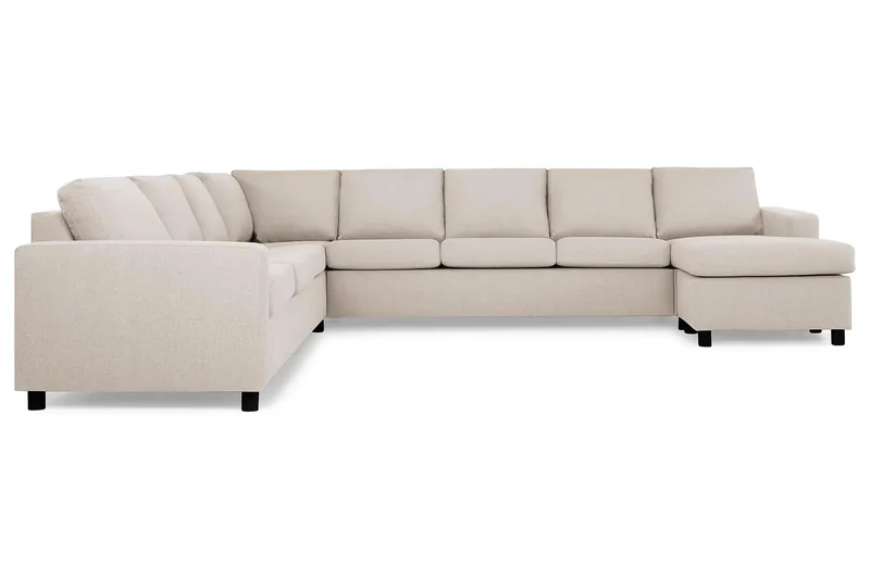 Crazy 7-personers Højrevendt U-formet XX-Large Hjørnesofa med Divan i Stof - Beige - Møbler - Sofaer - Hjørnesofa - Hjørnesofa med chaiselong
