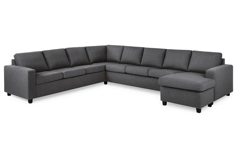 Crazy 7-personers Højrevendt U-formet XX-Large Hjørnesofa med Divan i Stof - Mørkegrå - Møbler - Sofaer - Hjørnesofa - Hjørnesofa med chaiselong