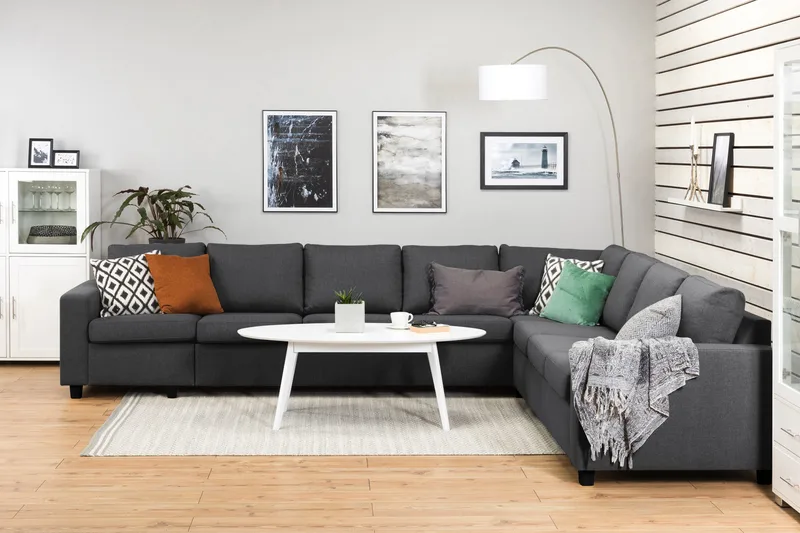 Crazy 7-personers Vendbar L-formet XX-Large Hjørnesofa i Stof - Mørkegrå - Møbler - Sofaer - Hjørnesofa