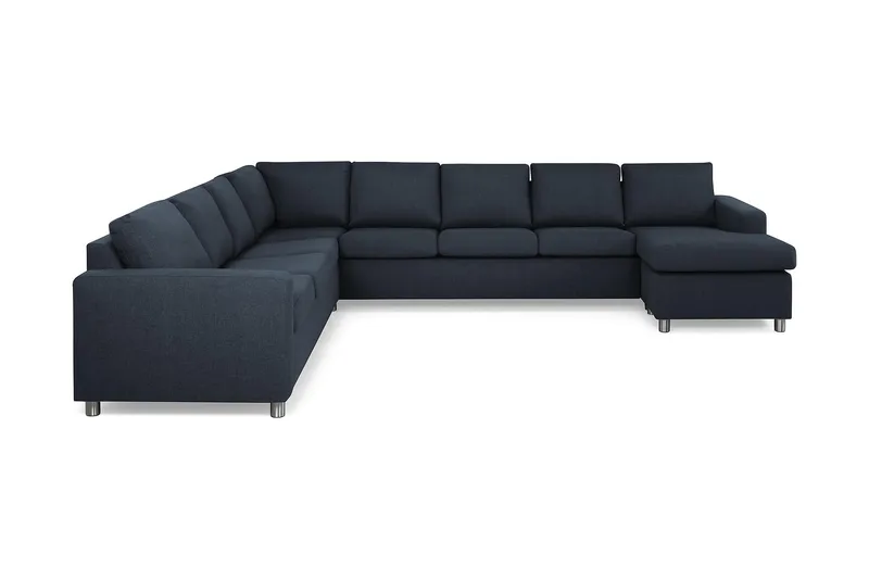 Crazy 7-personers Højrevendt U-formet XX-Large Hjørnesofa med Divan i Stof - Blå - Møbler - Sofaer - Hjørnesofa - Hjørnesofa med chaiselong