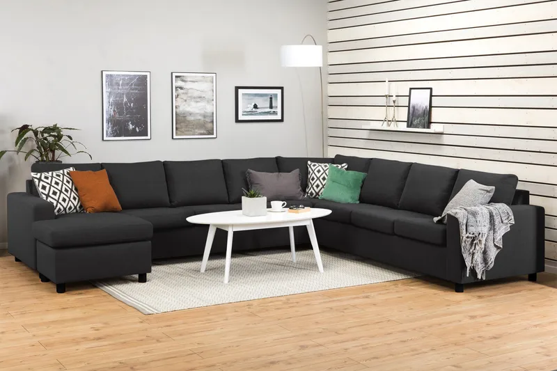 Crazy 7-personers Vendbar U-formet XX-Large Hjørnesofa med Divan i Stof - Mørkegrå / Antracit - Møbler - Sofaer - Hjørnesofa - Hjørnesofa med chaiselong