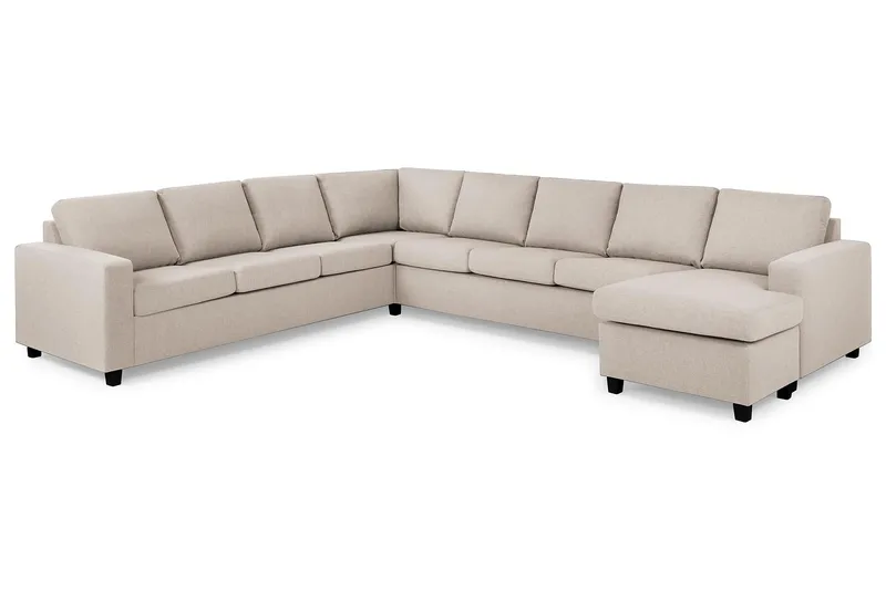 Crazy 7-personers Højrevendt U-formet XX-Large Hjørnesofa med Divan i Stof - Beige - Møbler - Sofaer - Hjørnesofa - Hjørnesofa med chaiselong