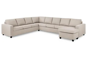 Crazy 7-personers højrevendt U-formet XX-Large hjørnesofa med chaiselong i stof - Beige - Møbler - Sofaer - Hjørnesofa - Hjørnesofa med chaiselong