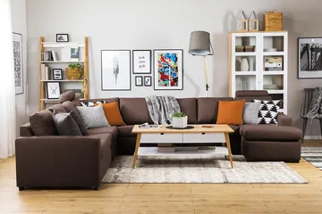 Crazy 7-personers Vendbar U-formet XX-Large Hjørnesofa med Divan i Stof - Brun - Møbler - Sofaer - Hjørnesofa - Hjørnesofa med chaiselong
