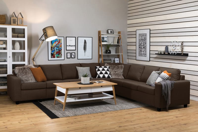 Crazy 7-personers Vendbar L-formet XX-Large Hjørnesofa i Stof - Brun - Møbler - Sofaer - Hjørnesofa - Hjørnesofa med chaiselong