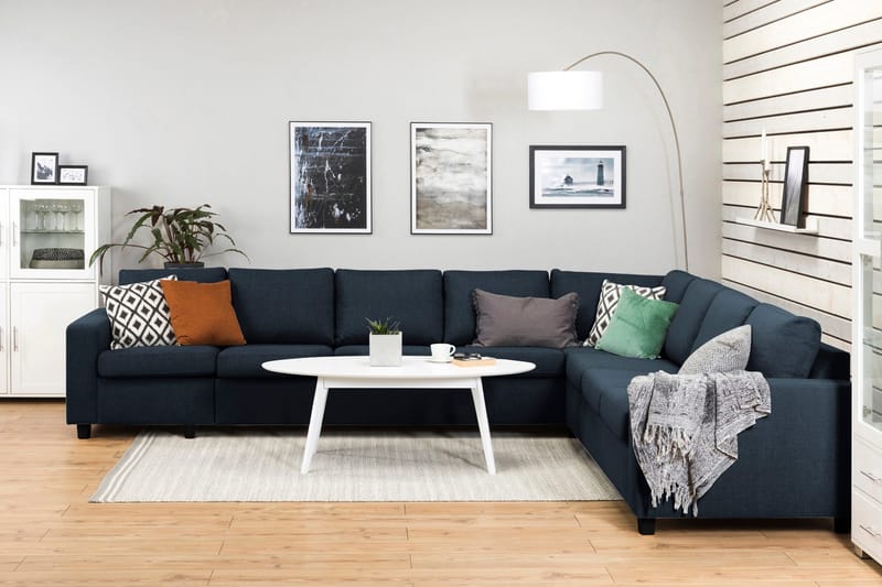 Crazy 7-personers Vendbar L-formet XX-Large Hjørnesofa i Stof - Blå - Møbler - Sofaer - Hjørnesofa