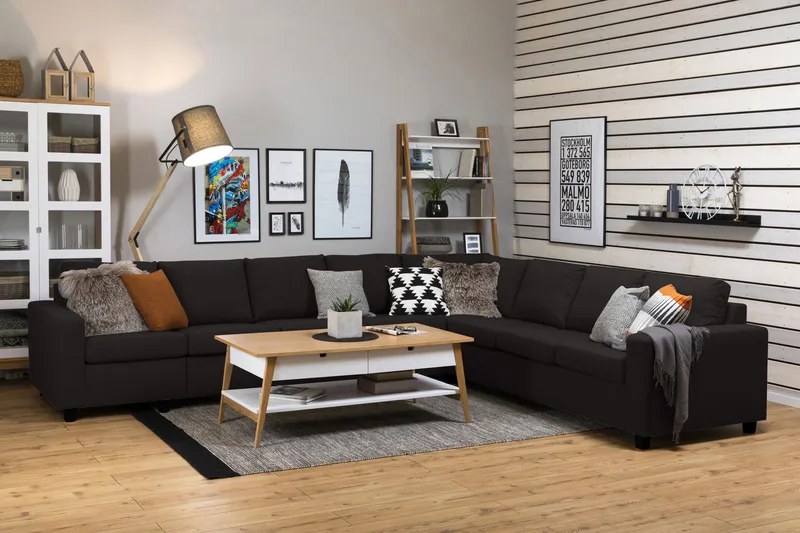 Crazy 7-personers Vendbar L-formet XX-Large Hjørnesofa i Stof - Antracit - Møbler - Sofaer - Hjørnesofa