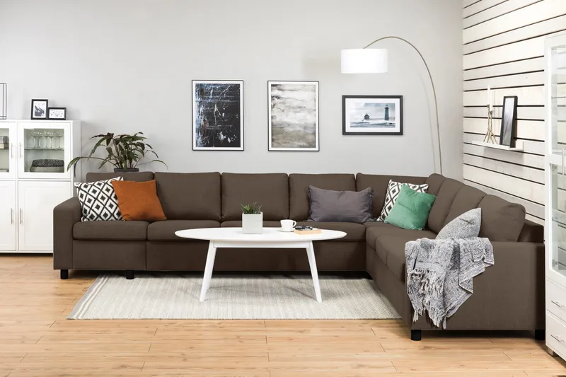 Crazy 7-personers Vendbar L-formet XX-Large Hjørnesofa i Stof - Brun - Møbler - Sofaer - Hjørnesofa