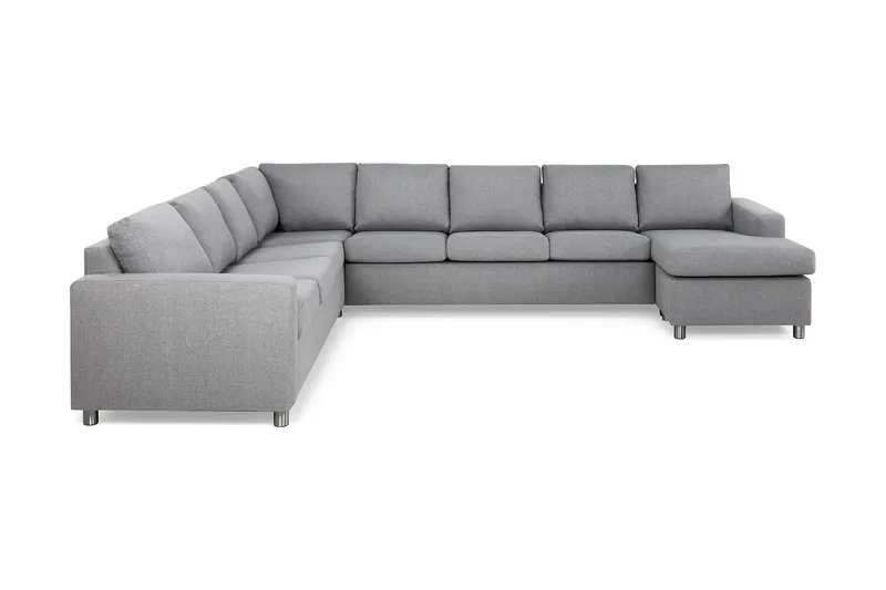 Crazy 7-personers Højrevendt U-formet XX-Large Hjørnesofa med Divan i Stof, Grå