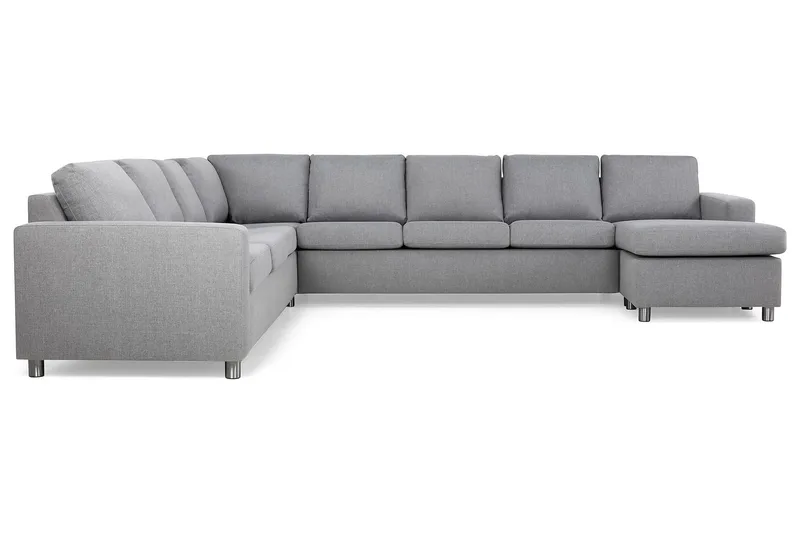 Crazy 7-personers Højrevendt U-formet XX-Large Hjørnesofa med Divan i Stof - Grå - Møbler - Sofaer - Hjørnesofa - Hjørnesofa med chaiselong