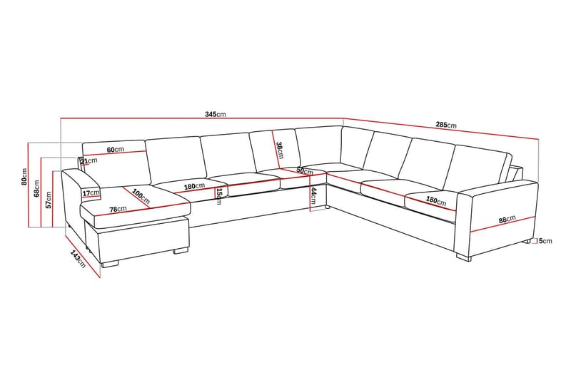 Crazy 7-personers Vendbar U-formet XX-Large Hjørnesofa med Divan i Stof - Brun - Møbler - Sofaer - Hjørnesofa - Hjørnesofa med chaiselong