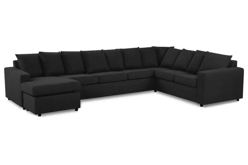 Crazy 7-personers Venstrevendt U-formet XX-Large Hjørnesofa med Divan i Stof - Antracit - Møbler - Sofaer - Hjørnesofa - Hjørnesofa med chaiselong