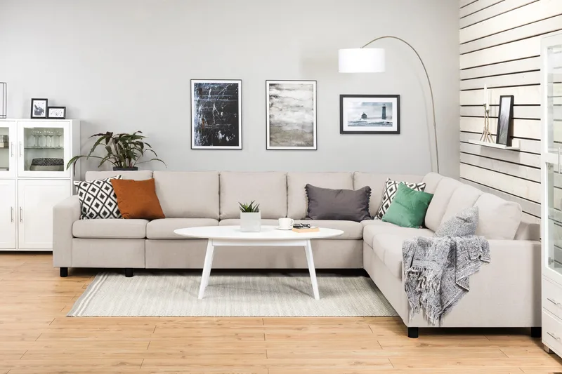 Crazy 7-personers Vendbar L-formet XX-Large Hjørnesofa i Stof - Beige - Møbler - Sofaer - Hjørnesofa