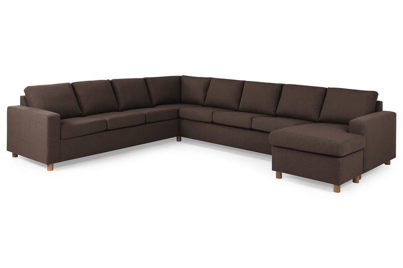Crazy 7-personers Højrevendt U-formet XX-Large Hjørnesofa med Divan i Stof - Brun - Møbler - Sofaer - Hjørnesofa - Hjørnesofa med chaiselong