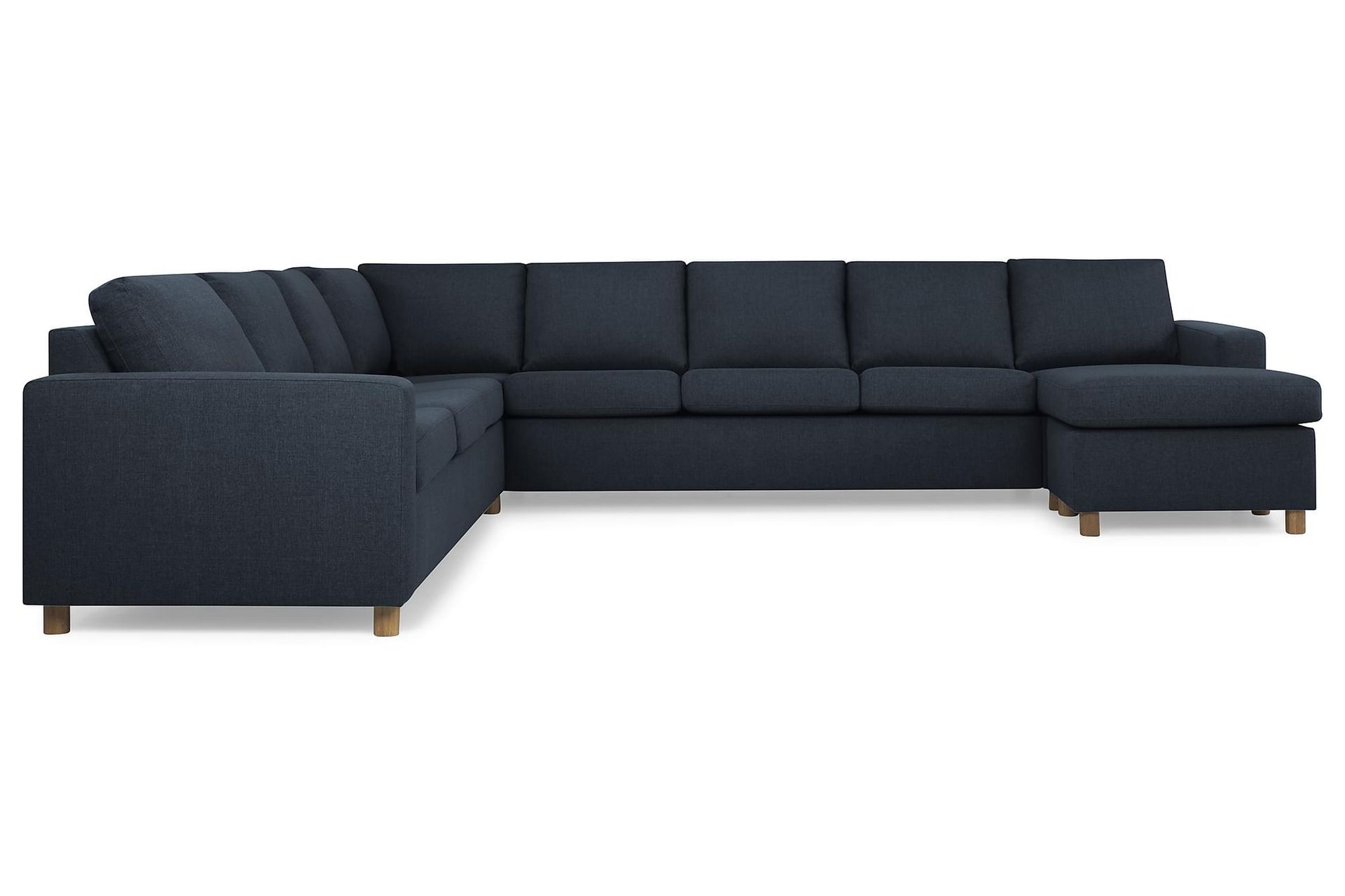 Crazy 7-personers Højrevendt U-formet XX-Large Hjørnesofa med Divan i Stof - Blå - Møbler - Sofaer - Hjørnesofa - Hjørnesofa med chaiselong