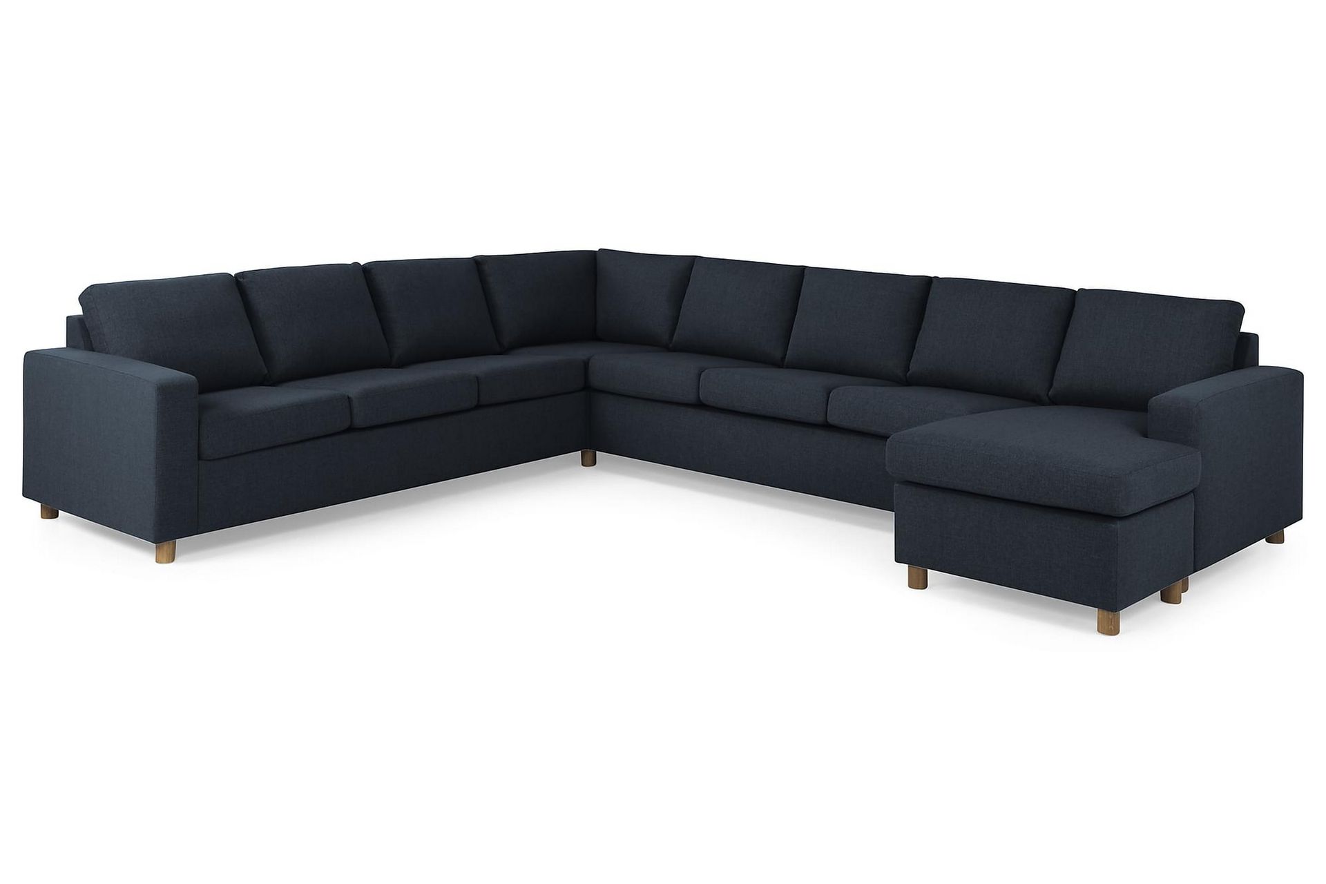 Crazy 7-personers Højrevendt U-formet XX-Large Hjørnesofa med Divan i Stof - Blå - Møbler - Sofaer - Hjørnesofa - Hjørnesofa med chaiselong