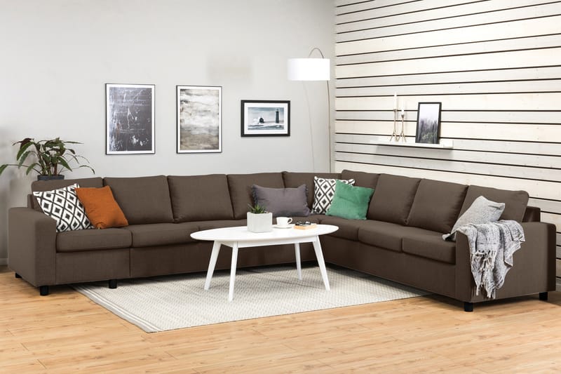 Crazy 7-personers Vendbar L-formet XX-Large Hjørnesofa i Stof - Brun - Møbler - Sofaer - Hjørnesofa