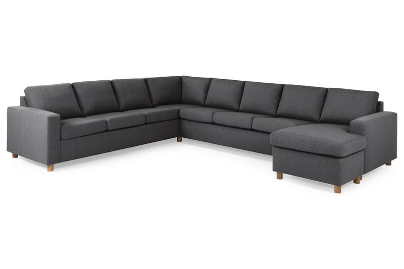 Crazy 7-personers Højrevendt U-formet XX-Large Hjørnesofa med Divan i Stof - Mørkegrå - Møbler - Sofaer - Hjørnesofa - Hjørnesofa med chaiselong