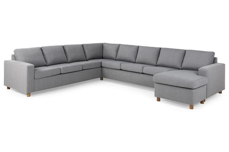 Crazy 7-personers Højrevendt U-formet XX-Large Hjørnesofa med Divan i Stof - Grå - Møbler - Sofaer - Hjørnesofa - Hjørnesofa med chaiselong