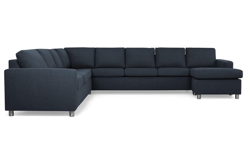 Crazy 7-personers Højrevendt U-formet XX-Large Hjørnesofa med Divan i Stof - Blå - Møbler - Sofaer - Hjørnesofa - Hjørnesofa med chaiselong
