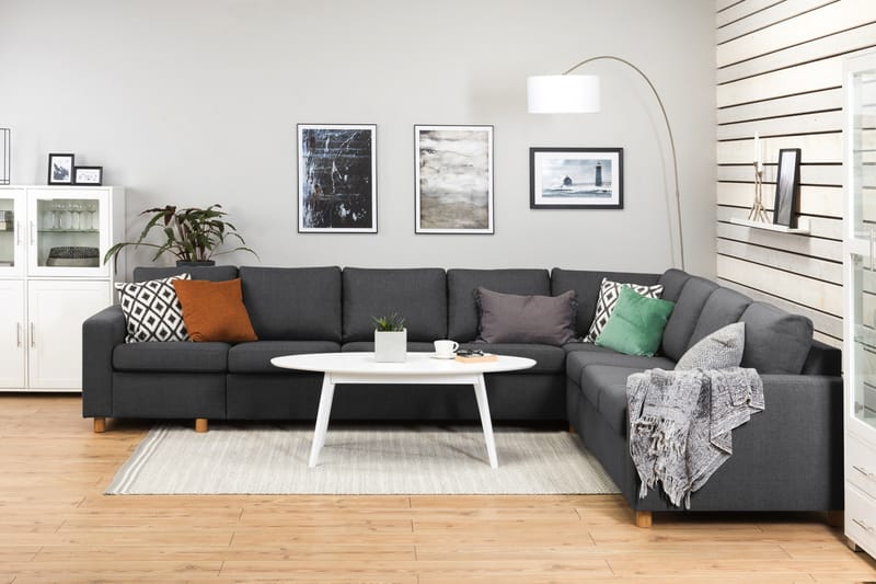 Crazy 7-personers Vendbar L-formet XX-Large Hjørnesofa i Stof - Mørkegrå - Møbler - Sofaer - Hjørnesofa