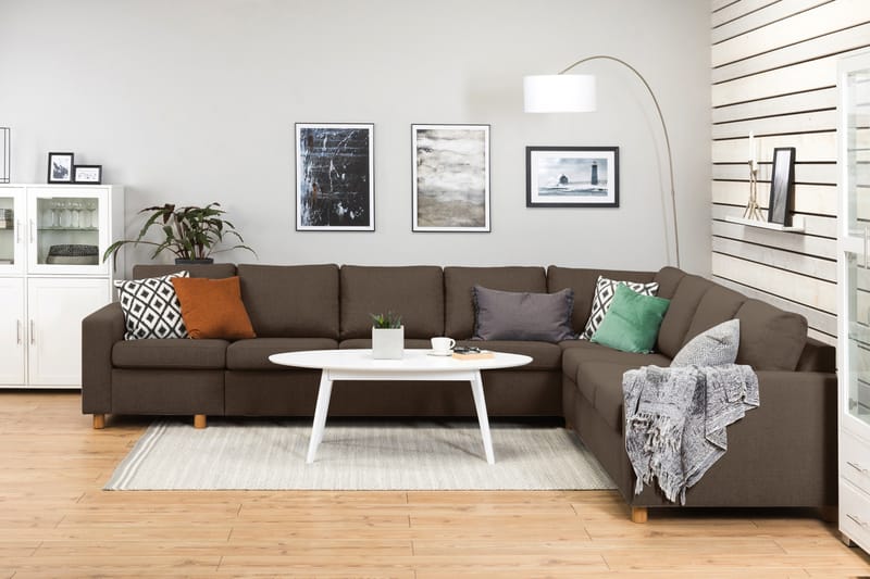 Crazy 7-personers Vendbar L-formet XX-Large Hjørnesofa i Stof - Brun - Møbler - Sofaer - Hjørnesofa