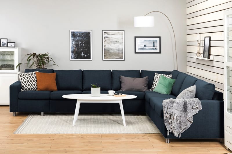 Crazy 7-personers Vendbar L-formet XX-Large Hjørnesofa i Stof - Blå - Møbler - Sofaer - Hjørnesofa