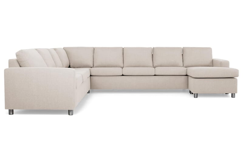 Crazy 7-personers Højrevendt U-formet XX-Large Hjørnesofa med Divan i Stof - Beige - Møbler - Sofaer - Hjørnesofa - Hjørnesofa med chaiselong