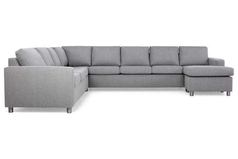 Crazy 7-personers Højrevendt U-formet XX-Large Hjørnesofa med Divan i Stof - Grå - Møbler - Sofaer - Hjørnesofa - Hjørnesofa med chaiselong
