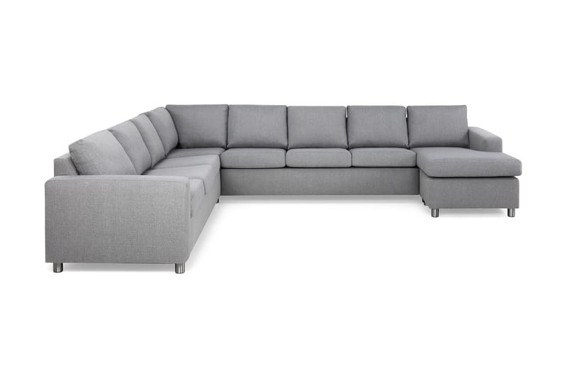 Crazy 7-personers Højrevendt U-formet XX-Large Hjørnesofa med Divan i Stof - Grå - Møbler - Sofaer - Hjørnesofa - Hjørnesofa med chaiselong