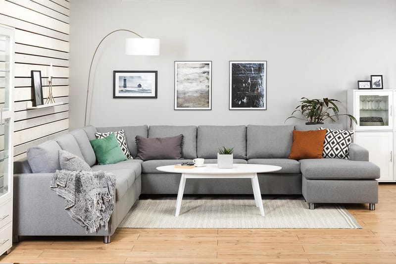 Crazy 7-personers Højrevendt U-formet XX-Large Hjørnesofa med Divan i Stof - Grå - Møbler - Sofaer - Hjørnesofa - Hjørnesofa med chaiselong