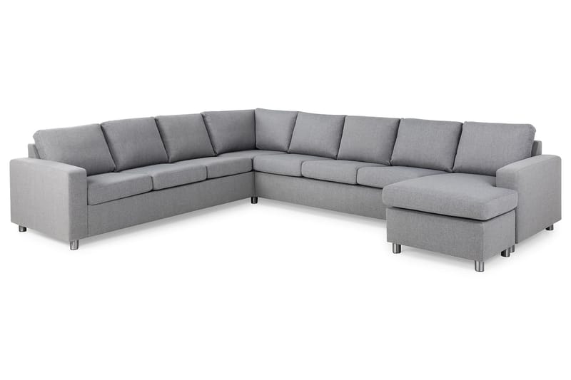 Crazy 7-personers Højrevendt U-formet XX-Large Hjørnesofa med Divan i Stof - Grå - Møbler - Sofaer - Hjørnesofa - Hjørnesofa med chaiselong