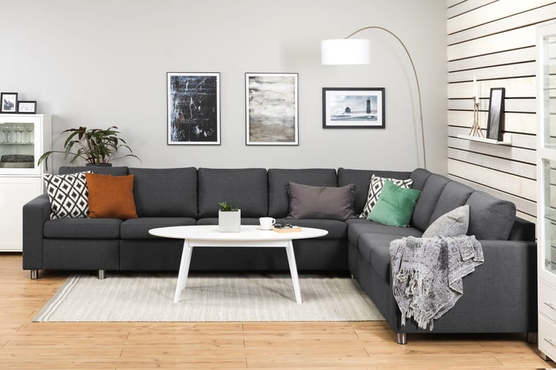 Crazy 7-personers Vendbar L-formet XX-Large Hjørnesofa i Stof - Mørkegrå - Møbler - Sofaer - Hjørnesofa