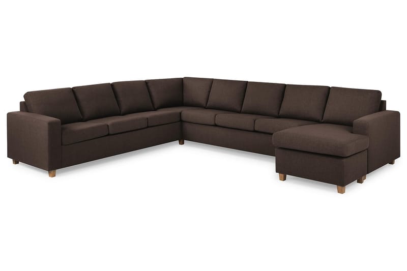 Crazy 7-personers Højrevendt U-formet XX-Large Hjørnesofa med Divan i Stof - Brun - Møbler - Sofaer - Hjørnesofa - Hjørnesofa med chaiselong