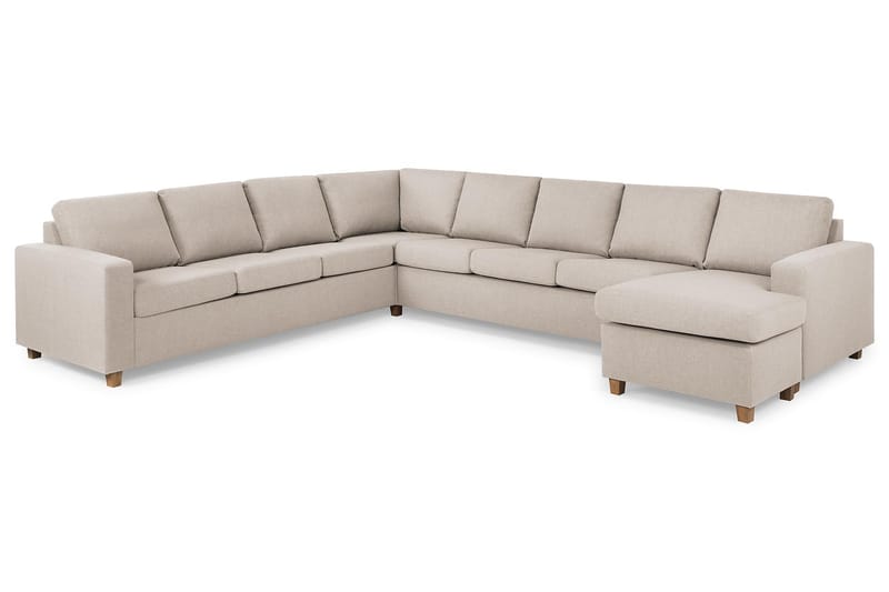 Crazy 7-personers Højrevendt U-formet XX-Large Hjørnesofa med Divan i Stof - Beige - Møbler - Sofaer - Hjørnesofa - Hjørnesofa med chaiselong