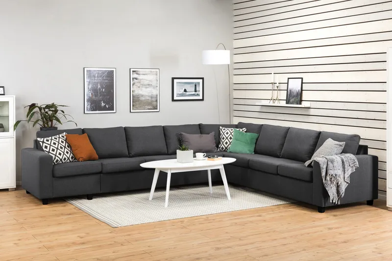 Crazy 7-personers Vendbar L-formet XX-Large Hjørnesofa i Stof - Mørkegrå - Møbler - Sofaer - Hjørnesofa