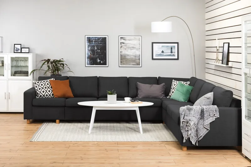 Crazy 7-personers Vendbar L-formet XX-Large Hjørnesofa i Stof - Antracit - Møbler - Sofaer - Hjørnesofa