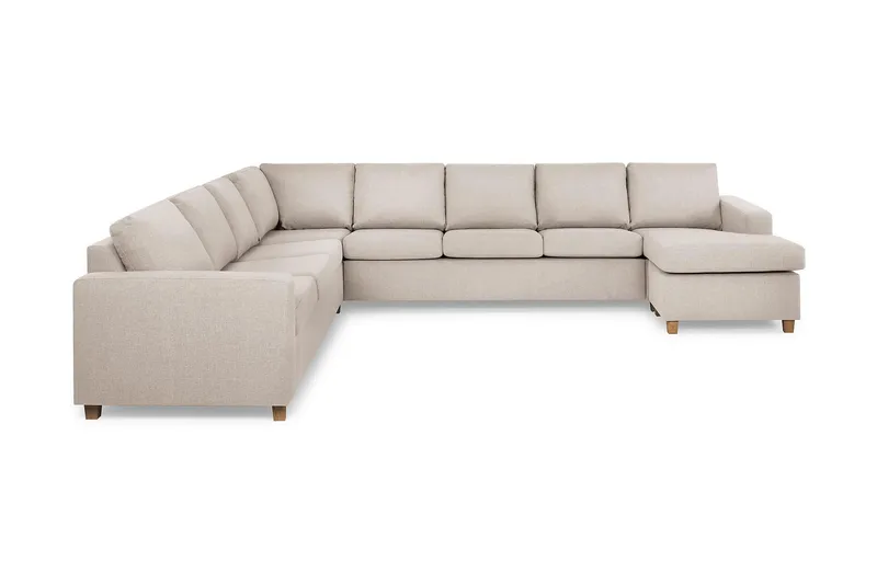 Crazy 7-personers Højrevendt U-formet XX-Large Hjørnesofa med Divan i Stof - Beige - Møbler - Sofaer - Hjørnesofa - Hjørnesofa med chaiselong
