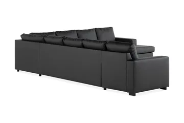 Crazy 7-personers Højrevendt U-formet XX-Large Hjørnesofa med Divan i Kunstlæder - Sort - Møbler - Sofaer - Hjørnesofa - Hjørnesofa med chaiselong