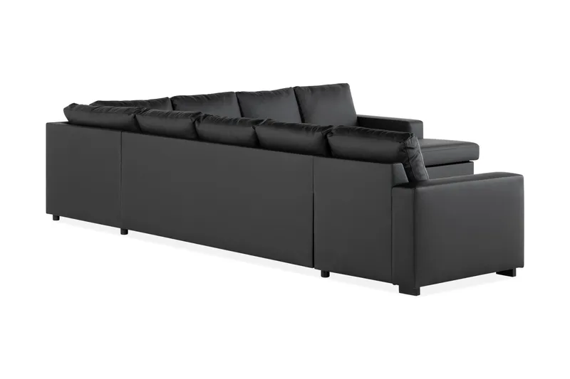 Crazy 7-personers Højrevendt U-formet XX-Large Hjørnesofa med Divan i Kunstlæder - Sort - Møbler - Sofaer - Hjørnesofa - Hjørnesofa med chaiselong